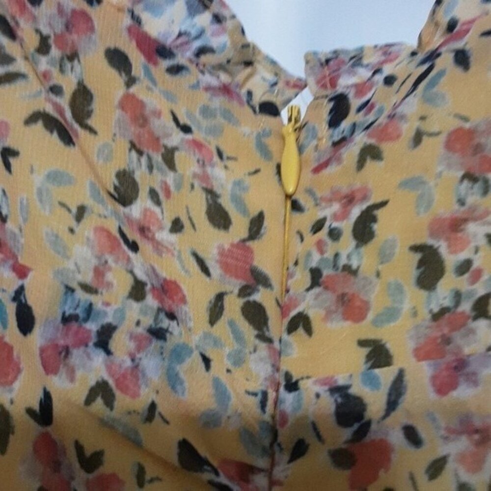 storia yellow floral dress mini aline women M cottage-core romantic VACATION - Picture 9 of 13